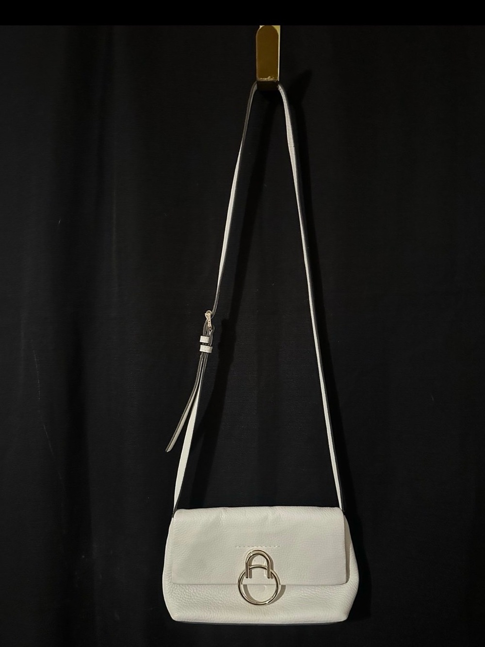 Vince Camuto White Leather Crossbody with Gold Ring Hardware